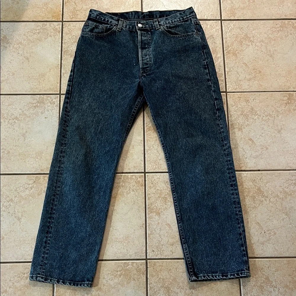Vintage Levi's 501 Button Fly USA MADE Dark Blue Wash Jeans,‎ Sz 34 x 30